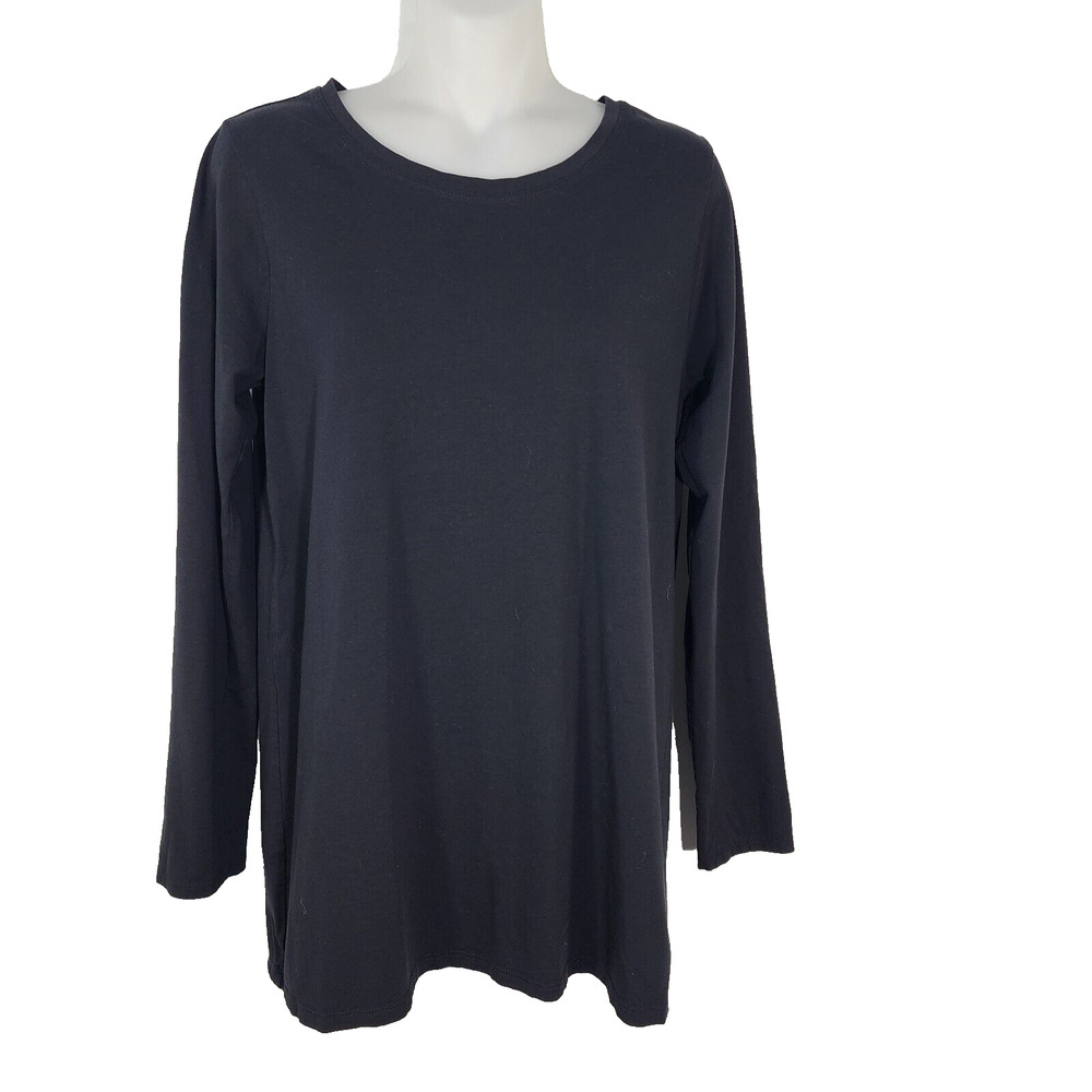 Soft Surroundings Womens Tunic T Shirt Top Small My Time My Place My Self Black